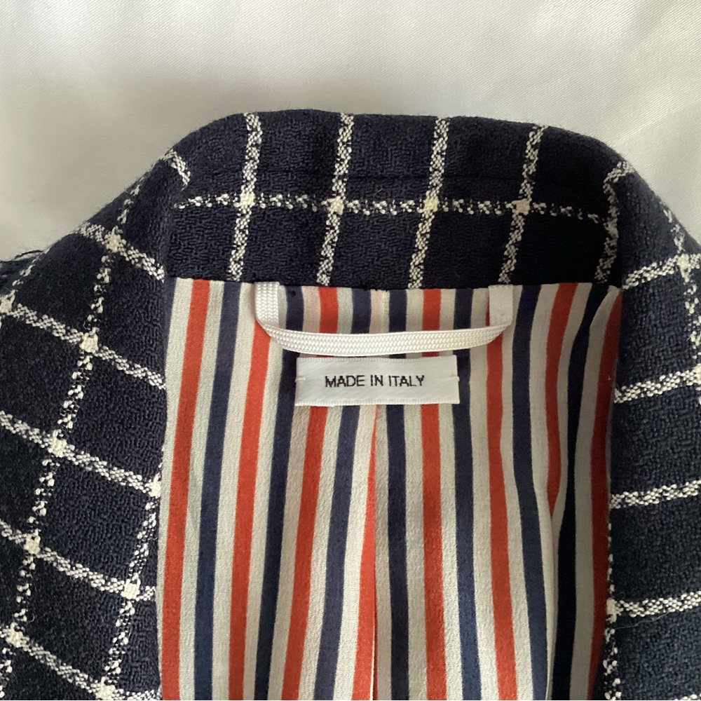 NWT Thom Browne Women’s Frayed Double-Breasted Wool Blazer, Size 40 - Picture 6 of 16